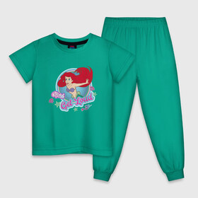 Детская пижама хлопок с принтом The Little Mermaid Ariel в Курске, 100% хлопок |  брюки и футболка прямого кроя, без карманов, на брюках мягкая резинка на поясе и по низу штанин
 | ariel | disney princess | the little mermaid | vdkimel | ариэль | русалочка