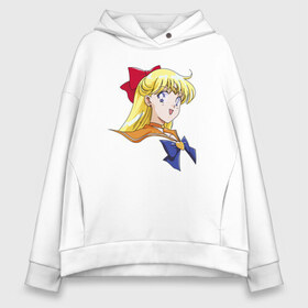 Женское худи Oversize хлопок с принтом Sailor Venus в Курске, френч-терри — 70% хлопок, 30% полиэстер. Мягкий теплый начес внутри —100% хлопок | боковые карманы, эластичные манжеты и нижняя кромка, капюшон на магнитной кнопке | anime manga | minako | retro | sailor | sailor moon | sailor v | sailor venus | venus | аниме | вайфу | венера | луна в матроске | манга | минако | отаку | ретро | сейлар | сейлор | сейлор венера | сейлор ви | сейлор мун | сейлр