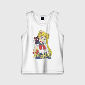 Детская майка хлопок с принтом Sailor Moon & Luna в Курске,  |  | Тематика изображения на принте: cat | girl | kitty | luna | moon | sailor moon | sailormoon | девочка | кот | котик | котэ | кошка | луна | мультяшка | сейлормун | сэйлор мун