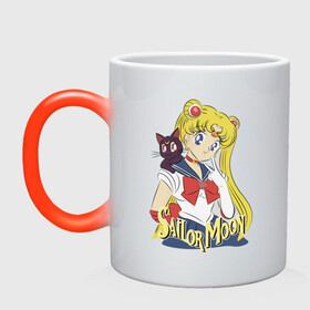 Кружка хамелеон с принтом Sailor Moon & Luna в Курске, керамика | меняет цвет при нагревании, емкость 330 мл | Тематика изображения на принте: cat | girl | kitty | luna | moon | sailor moon | sailormoon | девочка | кот | котик | котэ | кошка | луна | мультяшка | сейлормун | сэйлор мун