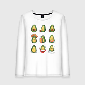 Женский лонгслив хлопок с принтом Life Avocado в Курске, 100% хлопок |  | avocado | casual | trend | авокадо | повседневность | тренд