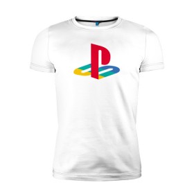 Мужская футболка премиум с принтом PlayStation в Курске, 92% хлопок, 8% лайкра | приталенный силуэт, круглый вырез ворота, длина до линии бедра, короткий рукав | 