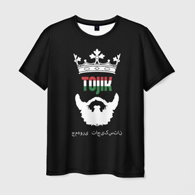 Мужская футболка 3D с принтом Таджикистан в Курске, 100% полиэфир | прямой крой, круглый вырез горловины, длина до линии бедер | Тематика изображения на принте: asia | beard | crown | emblem | flag | king | republic | stars | state | tajik | tajikistan | азия | борода | государство | звезды | король | корона | республика | таджик | таджикистан | флаг | царь | эмблема