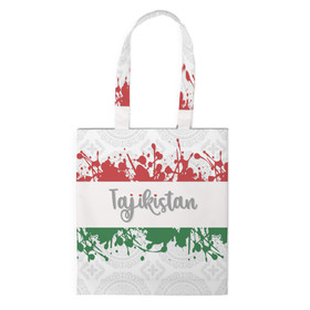 Сумка 3D повседневная с принтом Таджикистан в Курске, 100% полиэстер | Плотность: 200 г/м2; Размер: 34×35 см; Высота лямок: 30 см | asia | blots | drops | flag | paint | republic of tajikistan | splashes | state | азия | брызги | государство | капли | кляксы | краска | республика | таджикистан | флаг