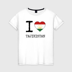 Женская футболка хлопок с принтом Таджикистан в Курске, 100% хлопок | прямой крой, круглый вырез горловины, длина до линии бедер, слегка спущенное плечо | asia | coat of arms | flag | heart | i | love | ornament | patterns | republic | state | tajikistan | азия | герб | государство | люблю | орнамент | республика | сердце | таджикистан | узоры | флаг | я