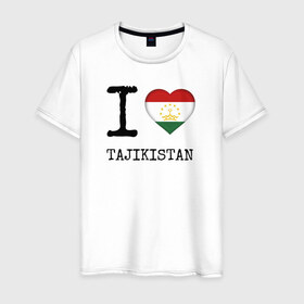 Мужская футболка хлопок с принтом Таджикистан в Курске, 100% хлопок | прямой крой, круглый вырез горловины, длина до линии бедер, слегка спущенное плечо. | Тематика изображения на принте: asia | coat of arms | flag | heart | i | love | ornament | patterns | republic | state | tajikistan | азия | герб | государство | люблю | орнамент | республика | сердце | таджикистан | узоры | флаг | я