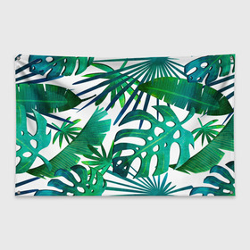 Флаг-баннер с принтом Тропические листья на светлом в Курске, 100% полиэстер | размер 67 х 109 см, плотность ткани — 95 г/м2; по краям флага есть четыре люверса для крепления | 