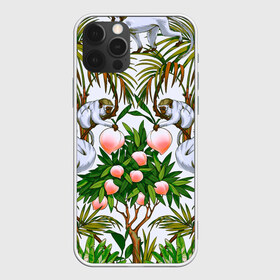 Чехол для iPhone 12 Pro Max с принтом Обезьяны персики пальмы лето в Курске, Силикон |  | 2020 | весна | животный | зеленый | лето | листики | листочки | листья | макаки | мартышки | обезьяны | отдых | отпуск | пальмы | паттерн | персики | повседневность | редкие | рисунок | средний | тропики
