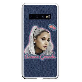 Чехол для Samsung Galaxy S10 с принтом Ariana Grande Jeans в Курске, Силикон | Область печати: задняя сторона чехла, без боковых панелей | Тематика изображения на принте: ariana grande | grande | heart | jeans | pink | team | ариана гранде | гранде | джинса | джинсовый | джинсы | для фанатов | надпись | попса | розовый | сердечки | синий | текстура | фанатам