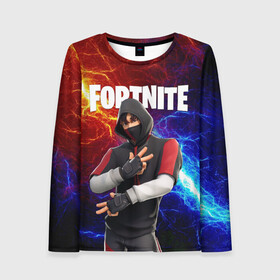 Женский лонгслив 3D с принтом FORTNITE x IKONIK | ФОРТНАЙТ ИКОНИК в Курске, 100% полиэстер | длинные рукава, круглый вырез горловины, полуприлегающий силуэт | deadmau5 | fortnite | fortnite 2 | fortnite x маршмелло | ikonik | marshmello | ninja | ninja streamer | raven | travis scott | ворон | иконик | ниндзя | пили | рейвен | трэвис скотт | фортнайт