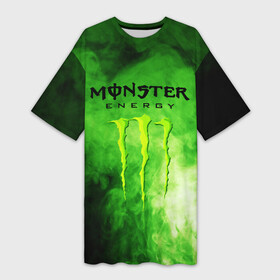 Платье-футболка 3D с принтом MONSTER ENERGY в Курске,  |  | brend | green | monster energy | андреналин | бренд | зеленый | логотип | монстр | напиток | энергетик | энергия