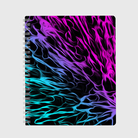 Тетрадь с принтом НЕОНОВЫЕ РАЗВОДЫ НЕОН в Курске, 100% бумага | 48 листов, плотность листов — 60 г/м2, плотность картонной обложки — 250 г/м2. Листы скреплены сбоку удобной пружинной спиралью. Уголки страниц и обложки скругленные. Цвет линий — светло-серый
 | abstraction | geometry | hexagon | holiday | neon | paints | sea | stripes | summer | texture | triangle | абстракция | брызги | брызги красок | геометрия | краски | лето | море | неон | неоновый | соты | текстура