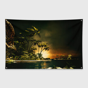 Флаг-баннер с принтом РАЙСКИЙ ОСТРОВ в Курске, 100% полиэстер | размер 67 х 109 см, плотность ткани — 95 г/м2; по краям флага есть четыре люверса для крепления | summer | tropic | жара | летний | лето | отдых | пальмы | природа | текстура | тропикано | тропики