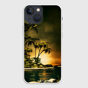 Чехол для iPhone 13 mini с принтом РАЙСКИЙ ОСТРОВ в Курске,  |  | summer | tropic | жара | летний | лето | отдых | пальмы | природа | текстура | тропикано | тропики