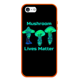 Чехол для iPhone 5/5S матовый с принтом Mushroom Lives Matter в Курске, Силикон | Область печати: задняя сторона чехла, без боковых панелей | black lives matter | lives matter | гриб | грибнику | грибной | грибы | грибы лозунг | грибы монстры | грибы надпись | грибы неон | грибы прикол | грибы текст | злые грибы | неоновые грибы | сбор грибов