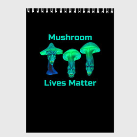 Скетчбук с принтом Mushroom Lives Matter в Курске, 100% бумага
 | 48 листов, плотность листов — 100 г/м2, плотность картонной обложки — 250 г/м2. Листы скреплены сверху удобной пружинной спиралью | black lives matter | lives matter | гриб | грибнику | грибной | грибы | грибы лозунг | грибы монстры | грибы надпись | грибы неон | грибы прикол | грибы текст | злые грибы | неоновые грибы | сбор грибов