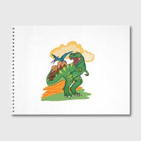 Альбом для рисования с принтом Динозавр в Курске, 100% бумага
 | матовая бумага, плотность 200 мг. | Тематика изображения на принте: вулкан | динозавры | динозавры в природе | летающий динозавр | хищник