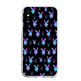 Чехол для iPhone XS Max матовый с принтом Playboy в Курске, Силикон | Область печати: задняя сторона чехла, без боковых панелей | playboy | абстракция | зая | заяц | краска | кролик | кролик плейбой | лето | море | неон | отдых | плейбой | плэйбой | пляж | текстура