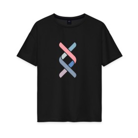 Женская футболка хлопок Oversize с принтом ДНК в Курске, 100% хлопок | свободный крой, круглый ворот, спущенный рукав, длина до линии бедер
 | dna | genotek | генетика | логотип | спираль