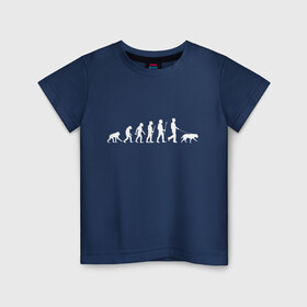 Детская футболка хлопок с принтом Эволюция. Лабрадор в Курске, 100% хлопок | круглый вырез горловины, полуприлегающий силуэт, длина до линии бедер | homo sapiens | дарвин | лабрадор | люди | неандерталец | пёс | развитие | собака | собачник | эволюция
