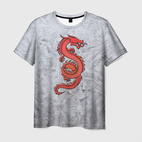 Мужская футболка 3D с принтом Красный дракон в Курске, 100% полиэфир | прямой крой, круглый вырез горловины, длина до линии бедер | дракон | звери | китайский дракон. | мифология