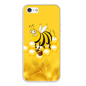 Чехол для iPhone 5/5S матовый с принтом Лето. Пчелы. Мед в Курске, Силикон | Область печати: задняя сторона чехла, без боковых панелей | 