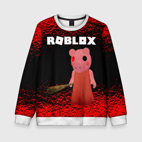 Детский свитшот 3D с принтом Roblox piggy/Свинка Пигги. в Курске, 100% полиэстер | свободная посадка, прямой крой, мягкая тканевая резинка на рукавах и понизу свитшота | game | gamer | logo | minecraft | piggi | roblox | simulator | игра | конструктор | лого | пигги | свинья | симулятор | строительство | фигура