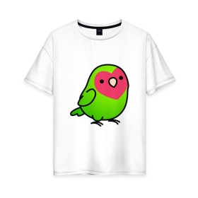 Женская футболка хлопок Oversize с принтом Папугай в Курске, 100% хлопок | свободный крой, круглый ворот, спущенный рукав, длина до линии бедер
 | арт | волнистые попугайчики | волнистый попугай | животные | картинка | папуги | попугаи | попугайчики | птица | птицы | рисунок