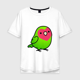 Мужская футболка хлопок Oversize с принтом Папугай в Курске, 100% хлопок | свободный крой, круглый ворот, “спинка” длиннее передней части | арт | волнистые попугайчики | волнистый попугай | животные | картинка | папуги | попугаи | попугайчики | птица | птицы | рисунок