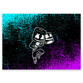 Поздравительная открытка с принтом Fortnite Marshmello. в Курске, 100% бумага | плотность бумаги 280 г/м2, матовая, на обратной стороне линовка и место для марки
 | archetype | fortnite | fortnite x | game | ikonik | marshmello | raven | архетип | ворон | игра | иконик | маршмелло | фортнайт
