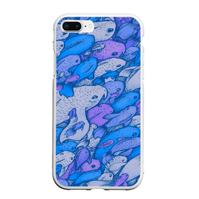 Чехол для iPhone 7/8 Plus матовый с принтом косяк рыб крупно рисунок в Курске, Силикон | Область печати: задняя сторона чехла, без боковых панелей | арт | косяк | много | морские жители | морской | подводный мир | рисунок | рыбки | рыбы | синий | фиолетовый