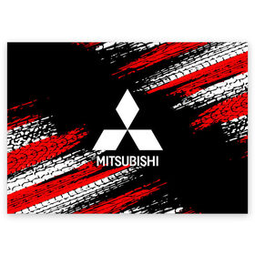 Поздравительная открытка с принтом MITSUBISHI. в Курске, 100% бумага | плотность бумаги 280 г/м2, матовая, на обратной стороне линовка и место для марки
 | mitsubishi | sport | митсубиси | митсубиши | спорт