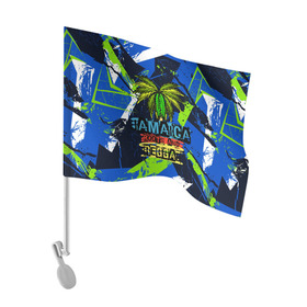 Флаг для автомобиля с принтом Jamaica Roots and reggae в Курске, 100% полиэстер | Размер: 30*21 см | jamaica | reggae | roots | летняя | лето | надпись | пальма | раста | регги | рэгги | текст | фраза | ямайка