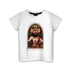 Детская футболка хлопок с принтом Хорхе Масвидаль в Курске, 100% хлопок | круглый вырез горловины, полуприлегающий силуэт, длина до линии бедер | арт. | бои | бокс | единоборства | мма