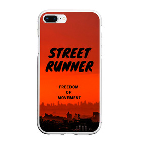 Чехол для iPhone 7/8 Plus матовый с принтом Street runner в Курске, Силикон | Область печати: задняя сторона чехла, без боковых панелей | run | runner | running | street | бег | город | закат | лёгкая атлетика | рассвет | улица | я бегу