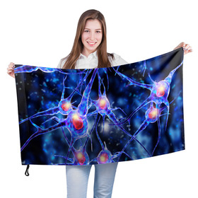 Флаг 3D с принтом НЕРВЫ в Курске, 100% полиэстер | плотность ткани — 95 г/м2, размер — 67 х 109 см. Принт наносится с одной стороны | abstract | abstraction | абстракция | днк | нейроны | психоделика