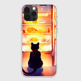 Чехол для iPhone 12 Pro Max с принтом Черный кот холодильник ночь в Курске, Силикон |  | арт | вкусняшки | ночной дожор | ночь | преступление | рисунок | холодильник | черный кот