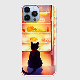 Чехол для iPhone 13 Pro Max с принтом Черный кот холодильник ночь в Курске,  |  | арт | вкусняшки | ночной дожор | ночь | преступление | рисунок | холодильник | черный кот