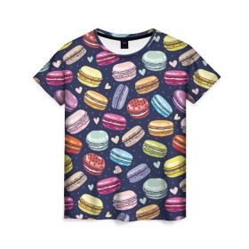 Женская футболка 3D с принтом макарун в Курске, 100% полиэфир ( синтетическое хлопкоподобное полотно) | прямой крой, круглый вырез горловины, длина до линии бедер | блюда | готовка | десерт | еда | кондитер | кулинар | повар | шеф повар