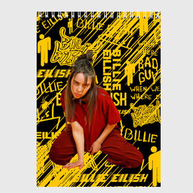 Скетчбук с принтом Billie Eilish в Курске, 100% бумага
 | 48 листов, плотность листов — 100 г/м2, плотность картонной обложки — 250 г/м2. Листы скреплены сверху удобной пружинной спиралью | billie eilish | gloom pop | listen before i go на spotify | music | американская певица | билли | билли айлиш | депрессии | мисс парадокс | мрачный поп | музыка | сонный паралич | фобии | яркие волосы