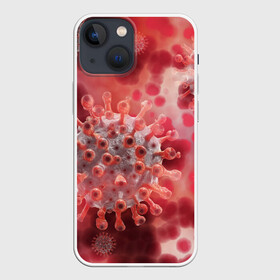 Чехол для iPhone 13 mini с принтом Коронавирус в Курске,  |  | абстрактно | абстрактные | абстрактный | абстракция | бактерии | бактерия | вирус | вирусный | вирусы | заражение | коронавирус | микроб | микробы | спора | споры | шип
