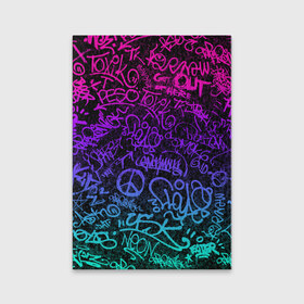 Обложка для паспорта матовая кожа с принтом Граффити Neon в Курске, натуральная матовая кожа | размер 19,3 х 13,7 см; прозрачные пластиковые крепления | Тематика изображения на принте: blue | cyberpunk | drawing | graffiti | lettering | neon | paint | purple | text | брызги | граффити | киберпанк | краска | надписи | неон | рисунок | синий | текст | фиолетовый