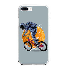 Чехол для iPhone 7Plus/8 Plus матовый с принтом Космический велосипедист (Z) в Курске, Силикон | Область печати: задняя сторона чехла, без боковых панелей | Тематика изображения на принте: bicycle | bicyclist | bike | biker | bmx | cycle | galaxy | moon | rider | space | stars | байкер | бмх | вело | велогонщик | велосепедист | велосипед | велоспорт | гонщик | космос | луна