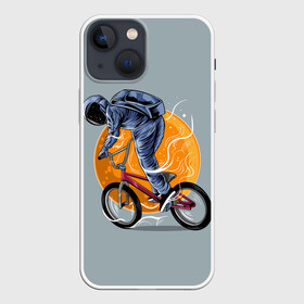 Чехол для iPhone 13 mini с принтом Космический велосипедист (Z) в Курске,  |  | bicycle | bicyclist | bike | biker | bmx | cycle | galaxy | moon | rider | space | stars | байкер | бмх | вело | велогонщик | велосепедист | велосипед | велоспорт | гонщик | космос | луна