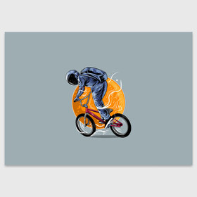 Поздравительная открытка с принтом Космический велосипедист (Z) в Курске, 100% бумага | плотность бумаги 280 г/м2, матовая, на обратной стороне линовка и место для марки
 | Тематика изображения на принте: bicycle | bicyclist | bike | biker | bmx | cycle | galaxy | moon | rider | space | stars | байкер | бмх | вело | велогонщик | велосепедист | велосипед | велоспорт | гонщик | космос | луна