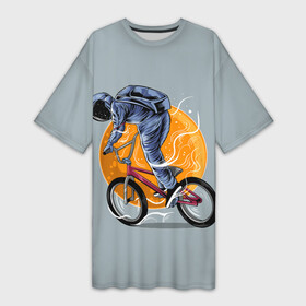 Платье-футболка 3D с принтом Космический велосипедист (Z) в Курске,  |  | bicycle | bicyclist | bike | biker | bmx | cycle | galaxy | moon | rider | space | stars | байкер | бмх | вело | велогонщик | велосепедист | велосипед | велоспорт | гонщик | космос | луна