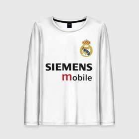 Женский лонгслив 3D с принтом Рауль Реал Мадрид в Курске, 100% полиэстер | длинные рукава, круглый вырез горловины, полуприлегающий силуэт | 7 | raul | real madrid | испанский футбольный клуб | ла лига | легенда реала | логотип реала | нападающий | номер 7 | рауль | реал мадрид | сименс мобайл | эмблема реала