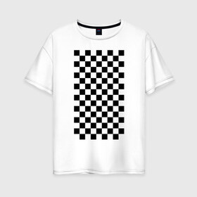 Женская футболка хлопок Oversize с принтом Шахматный пол в Курске, 100% хлопок | свободный крой, круглый ворот, спущенный рукав, длина до линии бедер
 | дельта | заговор | иллюминаты | масонство | масоны | наблюдение | наугольник | текстура | циркуль | шахматка