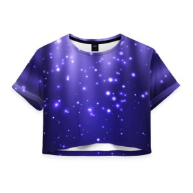 Женская футболка Crop-top 3D с принтом Мерцающие Светлячки в Курске, 100% полиэстер | круглая горловина, длина футболки до линии талии, рукава с отворотами | stars | блестки | брызги | вода | водопад | вселенная | галактика | глубина | горошек | градиент | звездные | звездопад | космос | краски | лагуна | море | неоновый | ночь | огоньки | океан | переливы