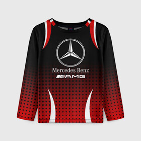 Детский лонгслив 3D с принтом Mercedes-Benz в Курске, 100% полиэстер | длинные рукава, круглый вырез горловины, полуприлегающий силуэт
 | amg | mercedes | mercedes значок | mercedes лого | mercedes марка | амг | бенц | лого автомобиля | логотип мерседес | мерин | мерс | мерседес | мерседес бенз | мерседес лого | мерседес эмблема